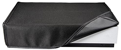 eXtremeRate Black Horizontal Dust Cover for Xbox One S Console Custom Designed Double Layer Soft Neat Lining Waterproof Dustproof Precision Cut Easy Access Cable Port