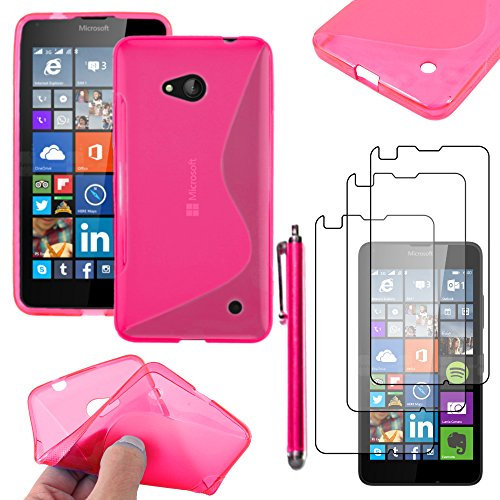 ebestStar - kompatibel mit Microsoft Lumia 640 Hülle 640 LTE Dual Flex Silikongel Handyhülle, Klar TPU Schutzhülle, S-line + Stift +3 Kunststofffolies, Pink