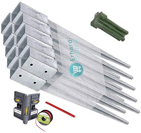 GAH-Alberts Einschlag-Bodenhülsen 10er-Set Einschlaghülse für Vierkantholz-Pfosten/Zaun 91 x 91 mm 900 mm