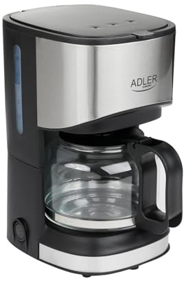 ADLER AD4407 Cafetera Eléctrica de Goteo Automática, Bloqueo de Goteo, Máquina Café de Filtro Capacidad 6 Tazas, 0,7 Litros, Función Mantenedora Calor, 550 W, Negro/Inox