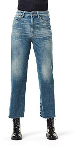 G-STAR RAW Dam Tedie Ultra High Waist Ribbad Ankle raka jeans, Blekt granblå C300-c084, 26W x 32L