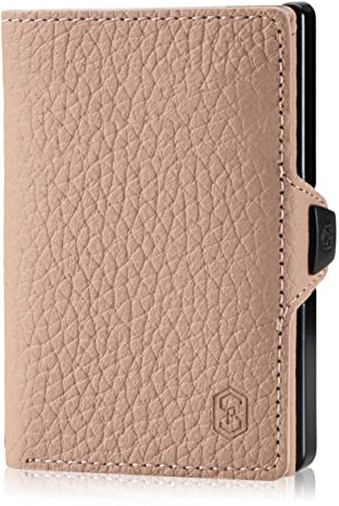 ZNAP Herren-Geldbörse aus Leder – Kartenhalter für Herren aus Aluminium mit RFID-Hülle, schützt Ihre Kreditkarten, große Geldtasche, abnehmbare Geldbörse, bis zu 8 Karten – cremefarben, Cremefarbene