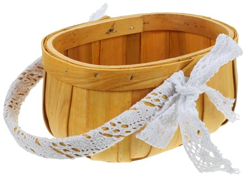 Cabilock Blumenkorb Hochzeit Körbchen Spitze Blumenmädchen Korb Streukorb Blumendeko Basket Geschenkkörbe Picknick Korb Pflanztöpfe Strand Tasche