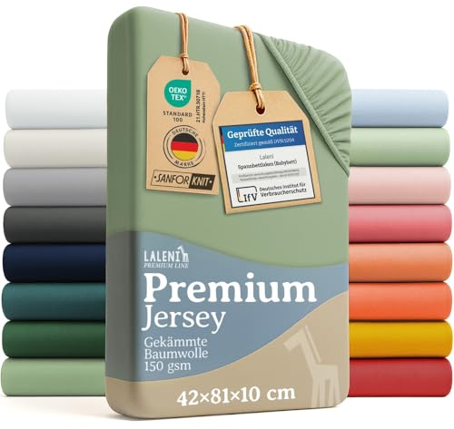Laleni Premium Spannbettlaken, 42x81cm, für Babybett & Kinderbett, 100% Baumwolle, Oeko-TEX Zertifiziert, 2er Set, Grün