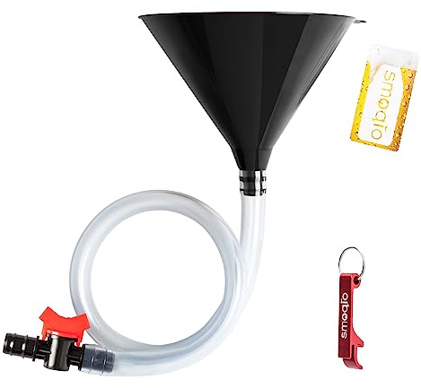 SMOQIO Beer Bong, Single Header Beer Funnel with Valve | Bonus Bottle Opener, Drinking Funnel with Premium Material, 1 Pack, Black