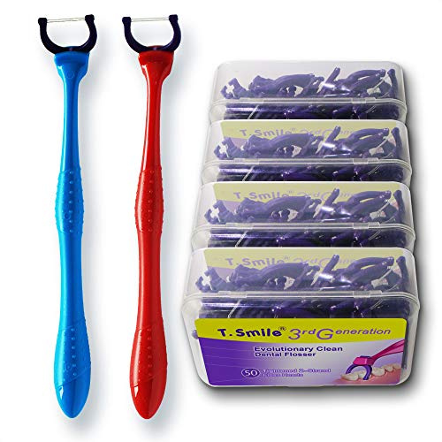 TEEsmile Evolutionary Clean Zahnseidenhalter，Aufsteckköpfe - Halter - Set (200 Zahnseiden-Aufsteckköpfe + 2 Griffe)