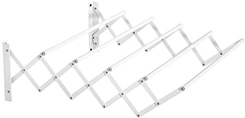 HOMCOM Wäscheständer für Wandmontage ausziehbar klappbar platzsparender Wäschetrockner, Wandwäschetrockner für Innen und Außen, Weiß, 63,5 x 60 x 20 cm
