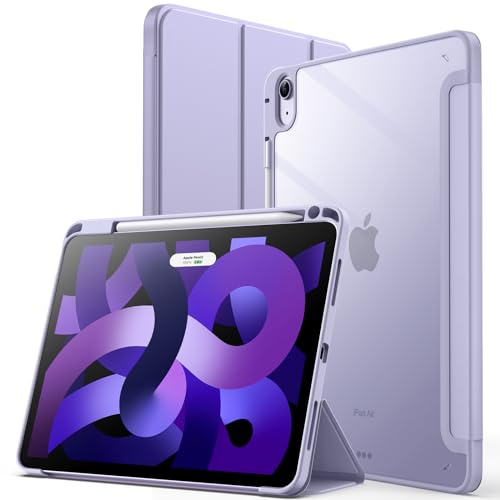 JETech Custodia SOLO per iPad Air 11 Pollici M4/M3/M2 (2026/2025/2024), iPad Air 5/4 (2022/2020, 5a/4a) con Portapenne, il Involucro Posteriore Trasparente Supporto Cover Sottile per (Lilla)