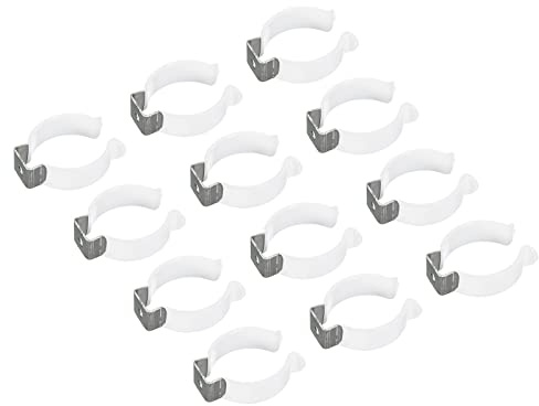 sourcing map 12Stk T12 U Clips Halter Halterung LED-Lichtstreifenclips weiß | Rohrschellen Edelstahl Led Streifen Clips Rohrschellen, Für Leuchtstoffröhrenhalter, Edelstahl