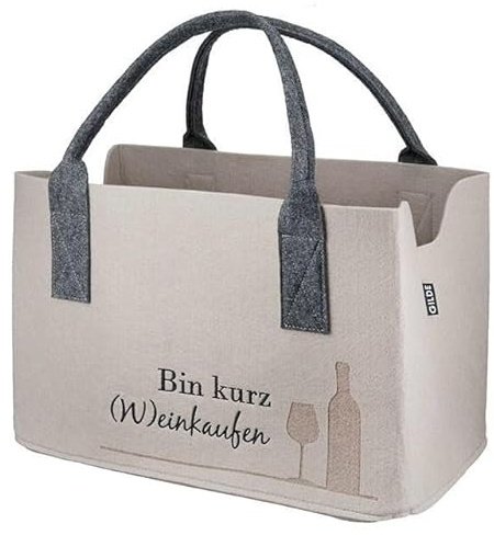 Generisch MF Filz Einkaufstasche Bin kurz (W) einkaufen Tragetasche, Handtasche, Geschenk, Einkaufstasche, Wein Geschenkidee Filz (Beige)