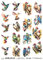 Josys Bastelmärchen Reispapier A4 Strohseide Decoupage Bunte Vögel Kolibri Specht RE1483