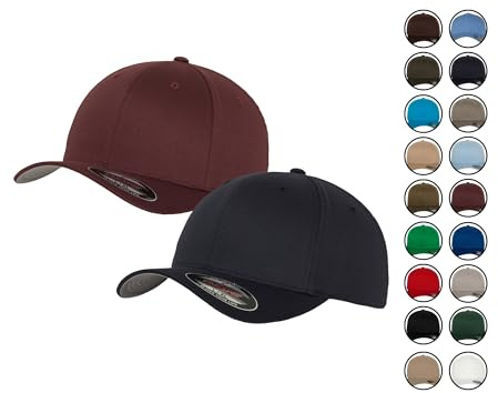 2er Flexfit Unisex Wooly Combed Cap Baseball Caps graue Unterseite S M L XL XXL Basecap Mütze