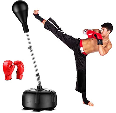 BAMFY Solide Boxsack Erwachsene, Heim-Fitnessstudio Stehend Boxsack Freistehend Punchingball Kinder (Color : Schwarz, Size : 120-160cm)