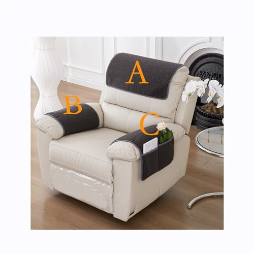 HYRAM Couch überwurf,Plüsch Superweich Sofaüberwurf，Armkappen, Für Sessel,Armlehnenschoner Für Sofa Kopfstützenbezug Für Möbelbezüge Weiche Abnehmbar Sesselbezüge (1 Seater(3pcs),Dark Gray)
