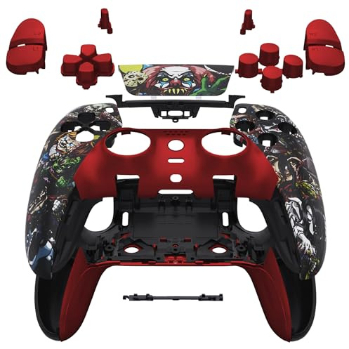 eXtremeRate Ensemble Complet de Coques avec Boutons et pavé Tactile Compatible avec Manette PS5 Edge, Garniture décorative de Rechange effrayante Compatible avec Manette PS5 Edge