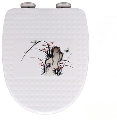 Flipped Warmth Abattant De WC en Forme De D, Cuvette Toilette avec Frein De Chute avec Fixation Supérieure, Abattant WC Dégagement Rapide, Abattant Toilette WC Blanc 34,5 X 42 Cm,Orchid