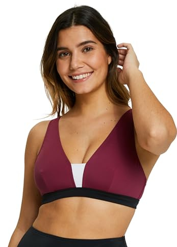 SANS COMPLEXE, Haut Maillot de Bain sans Armatures, Modèle Beyond The Beach, Colorblock Prune, 42