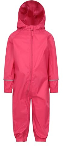 Mountain Warehouse Kids Waterproof Rain Suit - Toddler High Vis, Breathable Hooded Coverall Rain Suit, One Piece Jumpsuit, Taped Seams Trench coat - Spring Summer Pink Baby Size 18-24 Months