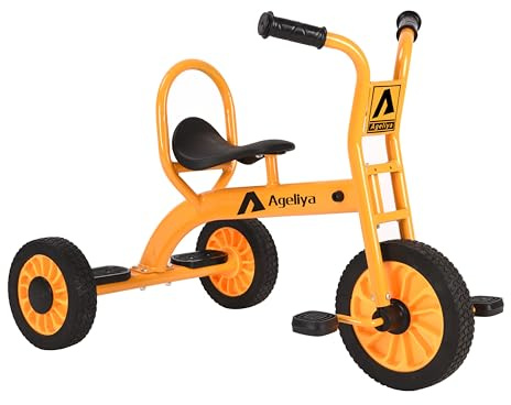 Kids Tricycle for Preschool Ages 3+, Ideal Outdoor Playground & Daycare Yard Trike, Durable Metal Pedal Trike, Sturdy Carbon Steel Frame, Solid Rubber Wheels, for Boys and Girls