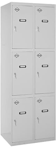 Simon Rack Taquillas Vestuario Metalicas, 2 Módulos 6 Puertas, Incluye Llave, 1800x600x500 mm, Gris - Simonlocker
