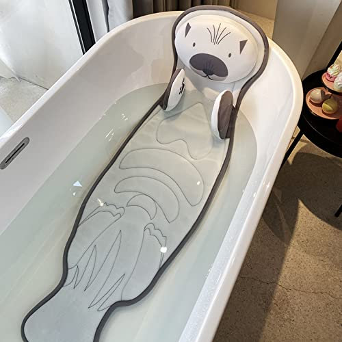 MyrRhe Wasserdichtes 3D-Badewannen-Kopfstützenkissen mit Saugnäpfen – Tier-Spa-Badewannenkissen für Ganzkörper-Badewannenkomfort (140 x 40 x 3 cm)