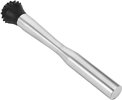 GRIRIW Cocktail Muddler Ice Crushed Bar Stainless Steel Pestle 25cm Grooved Bar Mixing Utensil Professional Popsicle Stick and Home