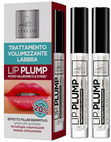 Gloss Repulpant Lèvres Transparent – Lip Plumper à l’Acide Hyaluronique | Volume Immédiat, Hydratation Intense – Lot de 2 pour des Lèvres Irrésistiblement Séduisantes – Lady Venezia