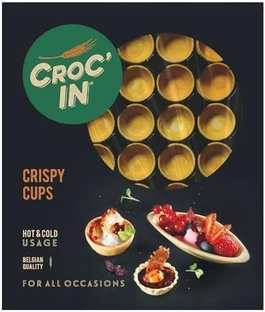 CROC’IN - Teigschälchen zum Bestücken Gold - Tarteboden für süße Stückchen oder herzhafte Aperitifhäppchen - Handwerklich hergestellt & Vegan - 60 Stück