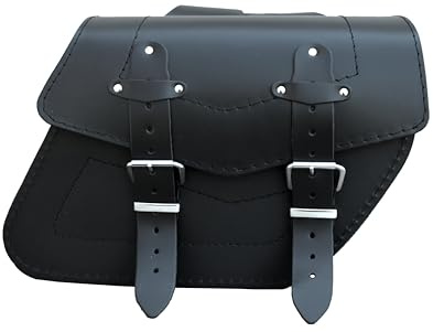 sako – S131A - Satteltaschen Glatt, ohne Nieten - Aus robustem Rindsleder, verstärkt mit 2 mm Kunststoff - Komplettes Set mit rechter und linker Tasche und Lederriemen - Chopper Zubehör