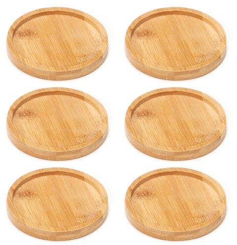 Lot de 6 dessous de verre en bois, bougeoirs, plateaux à bougies, dessous de verre ronds en bois, bougeoirs de baptême, accessoires décoratifs (couleur bois)