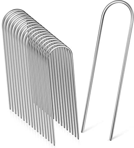 KONTONTY Outils De Désherbage pour Jardin 100 Piquets en U Piquets De Jardin pour Membrane Piquets De Trampoline Piquets Métalliques pour Plantes