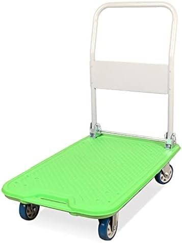 MYVVKIA Faltbarer Handwagen mit Faltbarer Plattform, Kunststoffdeck, Metallgriff, zusammenklappbarer Handwagen zum Bewegen, leise Räder, Trolley für den Transport im Innen- und