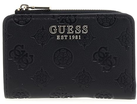 GUESS SWPD9630156BLO ZARELA SLG ZIP ARND CARD CASE Women BLACK LOGO Size One Size