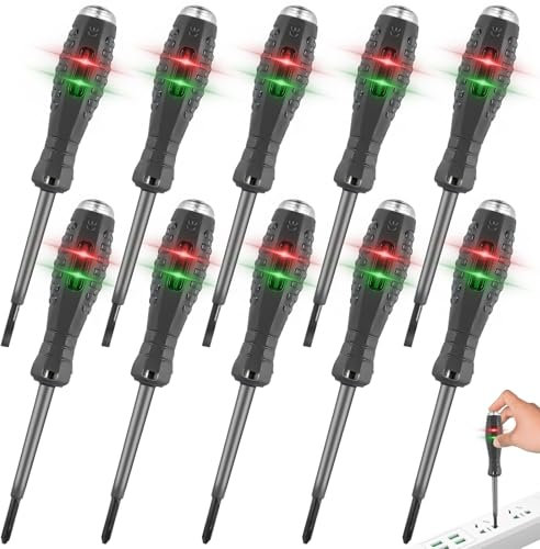 10PCS Spannungsprüfer Schraubendreher, 2-in-1-Schraubendreher mit Starkem Drehmoment und Magnet Phasenprüfer Schraubendreher Stromprüfer Schraubendreher zur Erkennung von Wechsel-/Gleichstromkreisen