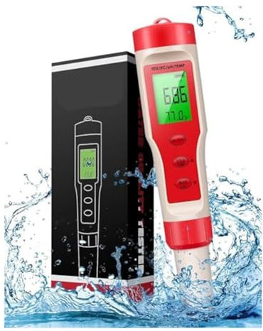 Trisoye 4-in-1 PH Meter, PH Meter, Digital PH Tester 0.01 High Accuracy with 0-14 PH Measurement Range,for Household Drinking