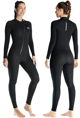 Neoprendräkt 3 mm dam komplett våtdräkt helkropp neopren dykdräkter Sretch långärmad hålla varm, främre dragkedja vuxen dykdräkter för dykning snorkling surfing XS storlek