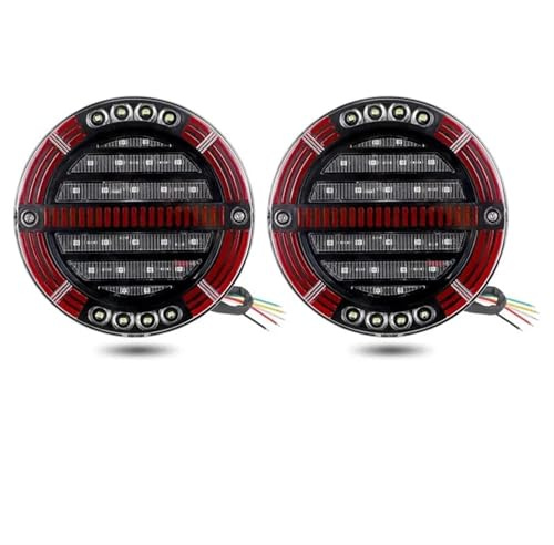 Feux Arrières Auto Feu Arrière À LED Rond Avec Clignotant Séquentiel Feu Stop Feu Freinage DRL Pour Camion Remorque Fourgonnette Camion Camping-car Bus 4x4 Pick-up Cache Feu Arrière(2Pieces)