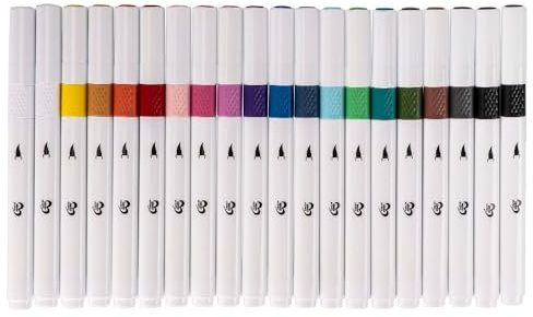 Ideen mit Herz Premium Brush-Marker | 18 Farben | weiche Pinselspitze | Filzstifte auf Wasserbasis | Fasermaler | Steine bemalen | 20 Stück