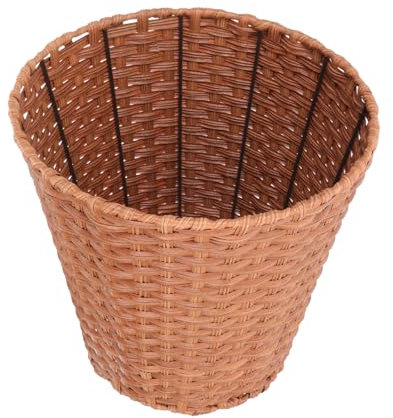 Cabilock Secchio Portaoggetti in Simil Rattan Cesti Per Biancheria in Vimini Piccolo Bidone Pattumiera Intrecciata Bidone Della Spazzatura Semplice Casa Plastica Light Brown