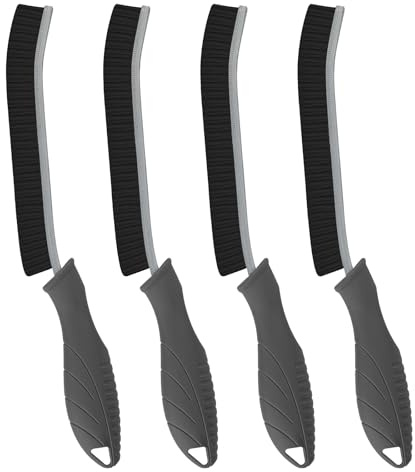 TQRR 4 Pièces Brosse Nettoyage Salle de Bain - Brosse à Joint Carrelage Poil Dur pour Cuisine et Fenêtre Éviers Toilettes WC Baignoire Carrelage Sol (4, Gris)