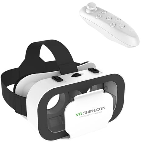 Virtual Reality Headset VR Glasses Compatible with iPhone and Android Adjustable 3D VR Phone Headset for 4.7 to 6.5 Inch, with Controller for Movies and Mobile Games