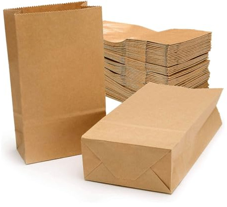 50x Papiertüten Braun Kraftpapier Geschenktüten Papiertaschen Tüten Adventskalender Weihnachten DIY Basteln Recycelbar – 26x17 cm