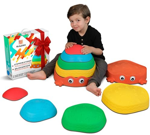 Balance Stepping Stones for Kids, Non-Slip & Stable Montessori Toy for Motor Skills & Coordination, Sensory Play Stones for Active Learning, Indoor - Outdoor Activity – Gift Idea for Boys & Girls