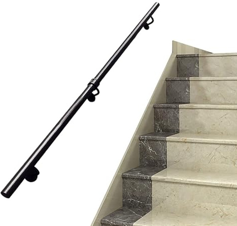 Lanmmraifc Pasamanos Negro para escaleras, pasamanos de Pared, Antideslizante, de Hierro galvanizado, de Tubo Industrial, Barra de Seguridad para escalones de Interior y Exterior.(480cm)