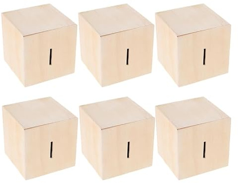 BESPORTBLE 6 Stück DIY Holz Spardosen für Unlackierte Holzmünzboxen Kreative Bastelprojekte Praktische Geldaufbewahrung Blanko Holz Sparbüchsen für Jungen und Mädchen