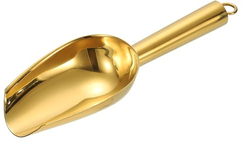 QUARKZMAN Cucharón de Hielo de Metal 7.1 Pulgadas Acero Inoxidable Oro | para Cocina Fiesta Bar Uso en Bodas
