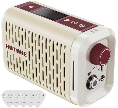 HOTONE Mini Verstärker mit Modeling-Funktion, multifunktionaler BT Gitarren Bass IR Lautsprecher mit Multi FX Mobile App Pulze Mini AP-5 (Weiß)