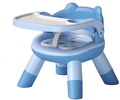 Vvikizy Asiento de Comedor para bebé, Trona para Niños Pequeños, Respaldo Ajustable, Taburete Multifuncional para Viajes en Casa con Diseño de Dibujos Animados, Material Plástico PVC. (Azul)