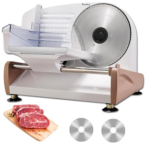 Electric Meat Slicer Machine, 200W Adjustable Thickness 0-20mm Bread Slicer with Stainless Steel, Non-slip Electric Slicers for Meat, Cheese, and Deli
