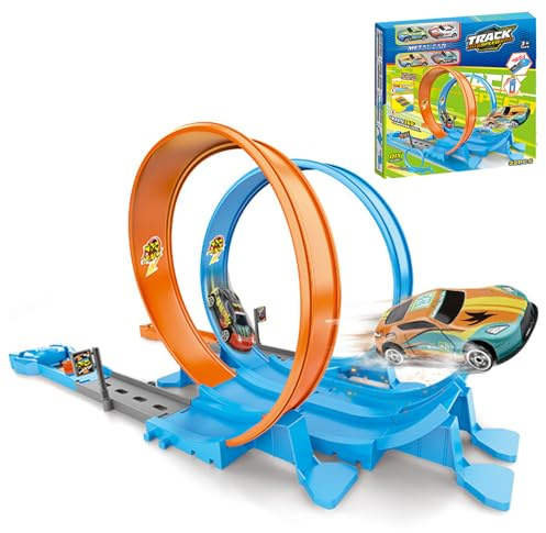 ETUCYNG Circuito de Coches | Pista de Carreras para Niños y,Juego de 360 Grados Escalada Pared para Niño Cumpleaños Viaje Casa Motricidad